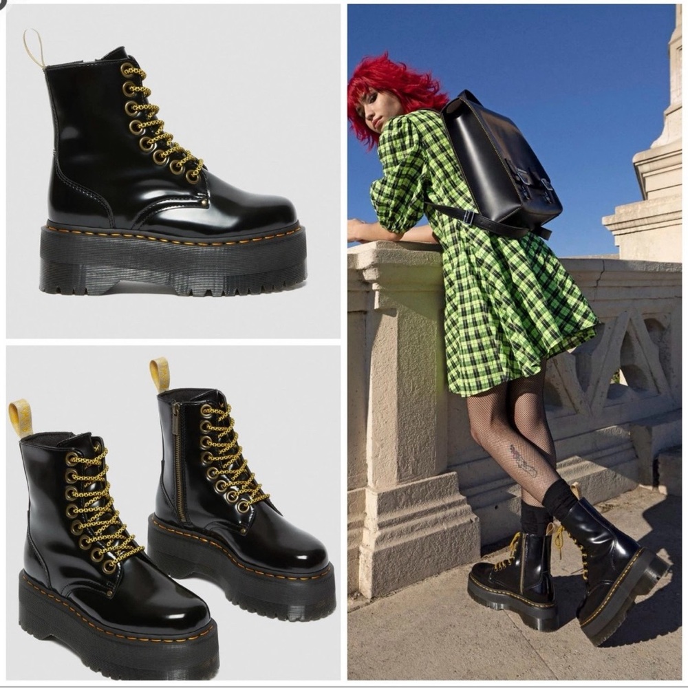 Dr Martens Vegan Jadon Max Platform Boots Women’s Black - Picture 1 of 7